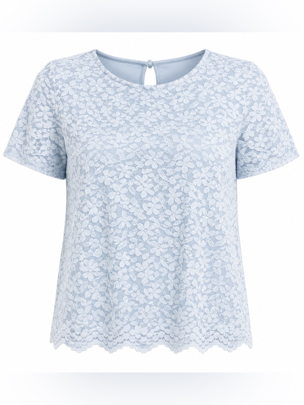 Teddi Rose Blue Floral Lace Top Small Cottagecore Y2K Scallop Hem